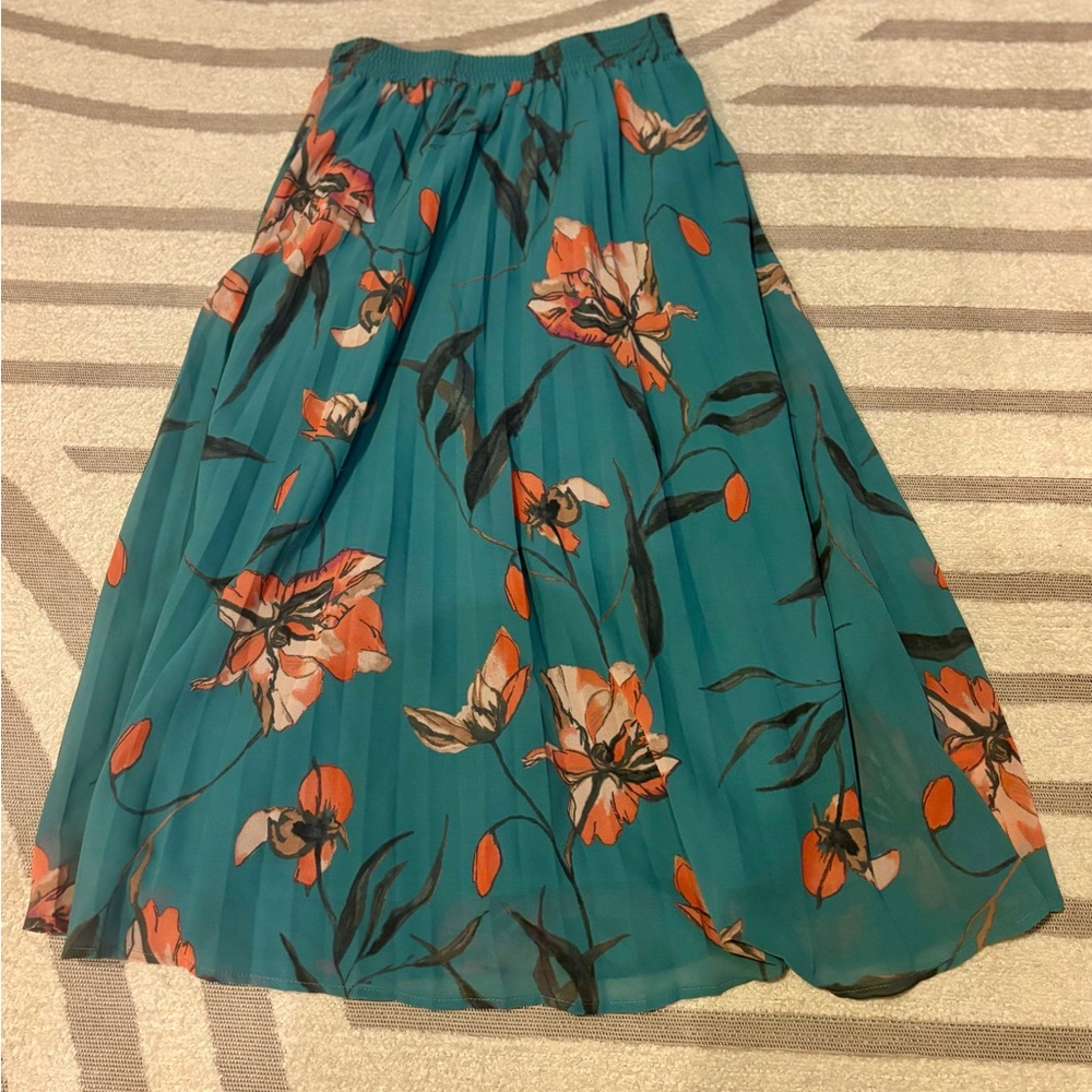 a new day Teal and Orange Floral A-Line Skirt